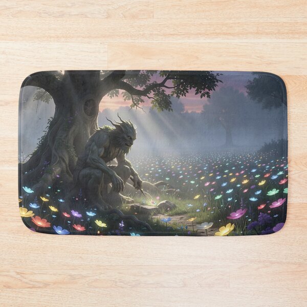 Item preview, Trollish Tree Shepherd in a Field of Bioluminescent Flowers designed and sold by Fanta-sticky.
