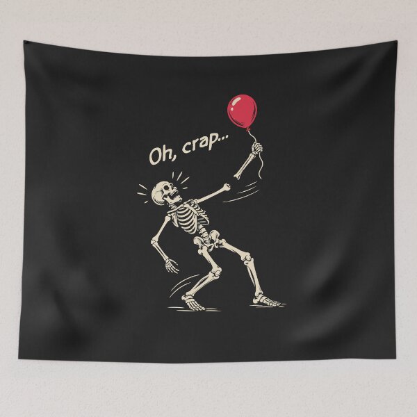 Item preview, Oh Crap Skeleton Lost Balloon Broken Arm Dark Humor Creepy Halloween designed and sold by alenaz.
