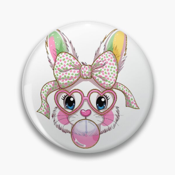 Artikelvorschau, Easter Bunny Rabbit Heart Glasses Bubble Gum Girl entworfen und verkauft von Polaris Bear.