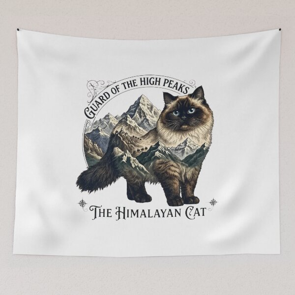 Item preview, Guard of the High Peaks Himalayan Cat Mountain Art designed and sold by GiaoCalonas.
