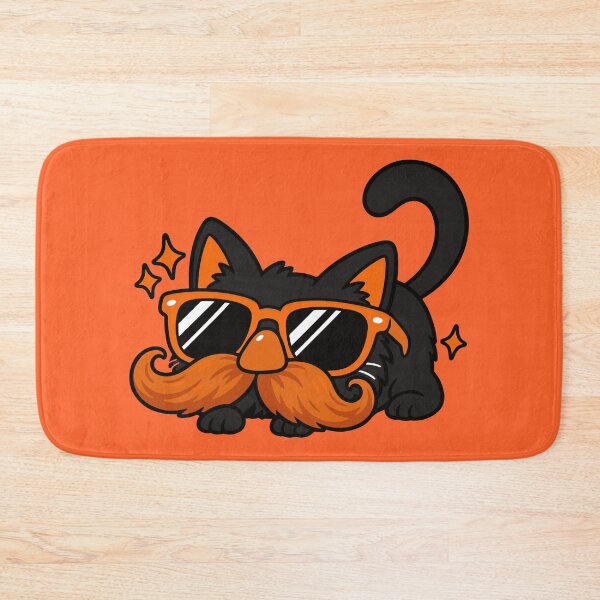 Item preview, Cool Cat with Orange Sunglasses and Mustache – Funny Retro Cat designed and sold by MewMade.