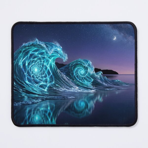 Item preview, Glowing Sacred Geometry Ocean Waves Cosmic Night | Monkeybusiness designed and sold by monkeybusiness.pt.