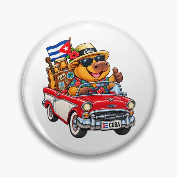 Item preview, Cute Capybara in Cuba – Vintage Car Tropical Adventure designed and sold by CapybaraTravels.
