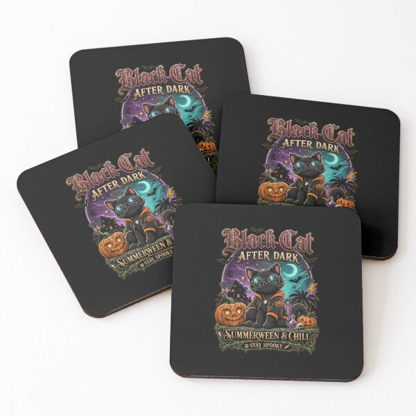 Item preview, Black Cat After Dark Summerween & Chill Spooky Cat Art designed and sold by GiaoCalonas.