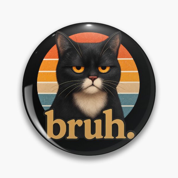 Item preview, Bruh Cat – Funny Black Cat Face Meme Retro designed and sold by RetroOddity.