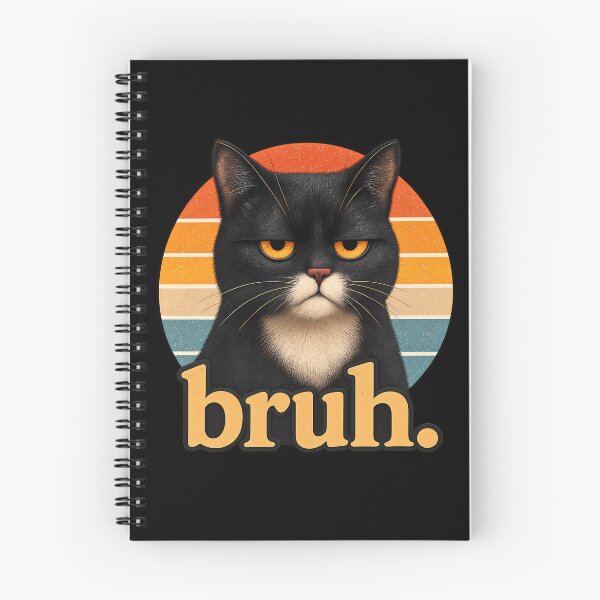 Item preview, Bruh Cat – Funny Black Cat Face Meme Retro designed and sold by RetroOddity.