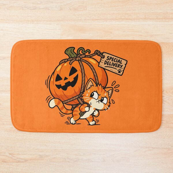 Item preview, Funny Halloween Cat Carrying a Pumpkin – Special Delivery designed and sold by MewMade.