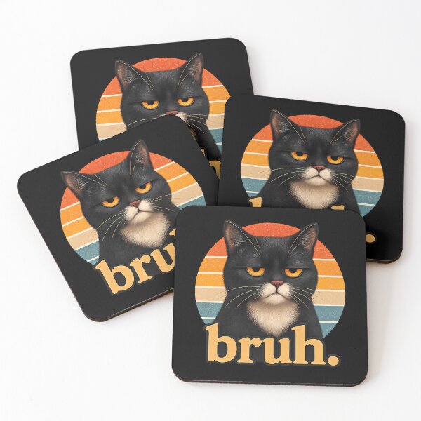 Item preview, Bruh Cat – Funny Black Cat Face Meme Retro designed and sold by RetroOddity.