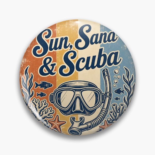 Item preview, Sun Sand & Scuba Vintage Travel Badge Design designed and sold by MOCH- ART.