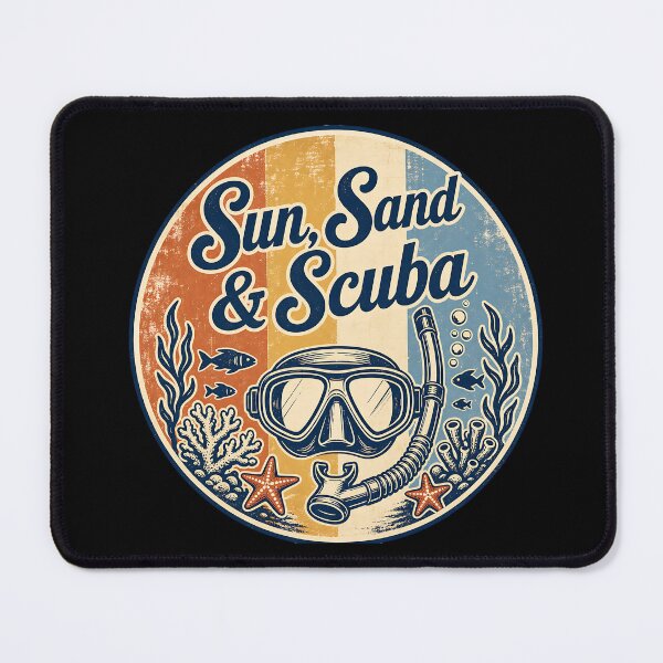 Item preview, Sun Sand & Scuba Vintage Travel Badge Design designed and sold by MOCH- ART.
