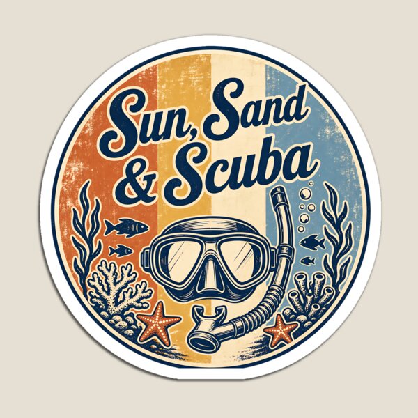 Item preview, Sun Sand & Scuba Vintage Travel Badge Design designed and sold by MOCH- ART.