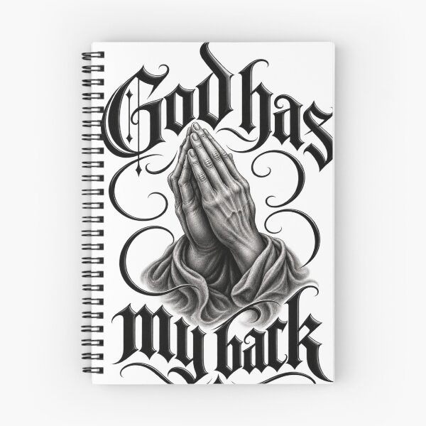 Item preview, God Has My Back – Praying Hands in Gothic and Chicano Style designed and sold by Legacy Apparel Co..