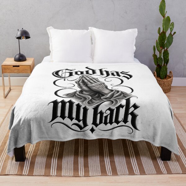 Item preview, God Has My Back – Praying Hands in Gothic and Chicano Style designed and sold by Legacy Apparel Co..