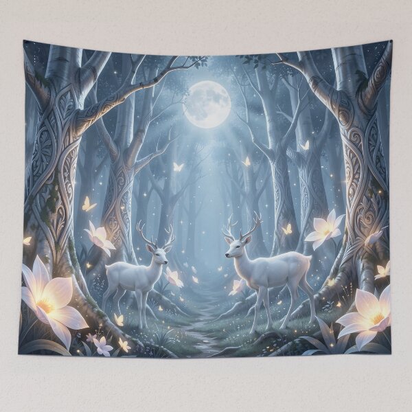Item preview, Two Sleek Silver Stags Bask in the Moonlight  designed and sold by Fanta-sticky.
