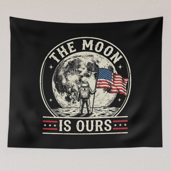 Item preview, The Moon is Ours American, Astronaut, Space, USA Flag, Vintage Moon, Moon Landing, Commercial Use designed and sold by MilanHardy.