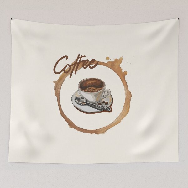 Item preview, Watercolor Coffee Cup and Stain Ring Graphic Art designed and sold by HBBS DESIGNS.