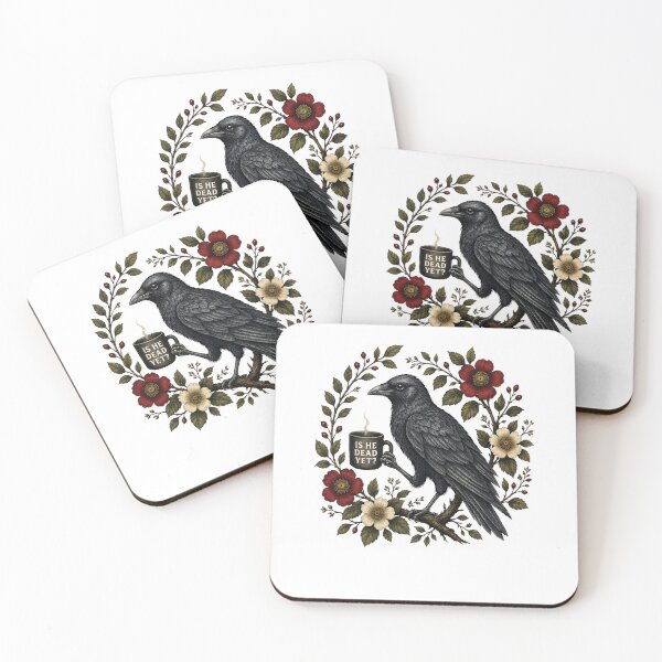 Item preview, Is He Dead Yet Raven Gothic Floral Dark Humor designed and sold by OddPopARt.