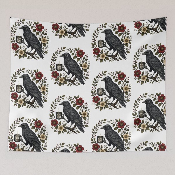 Item preview, Is He Dead Yet Raven Gothic Floral Dark Humor designed and sold by OddPopARt.