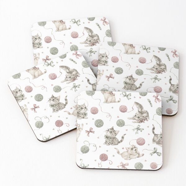 Item preview, Watercolor Cute Kittens and Yarn Balls Seamless Pattern - Baby Fabric and Nursery Print designed and sold by Nubian Style.