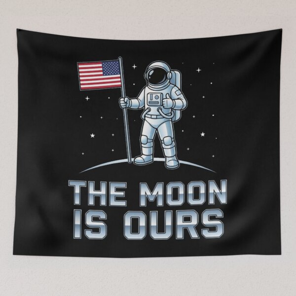 Item preview, The Moon is Ours American, Astronaut, Space, USA Flag, Vintage Moon, Moon Landing designed and sold by MilanHardy.