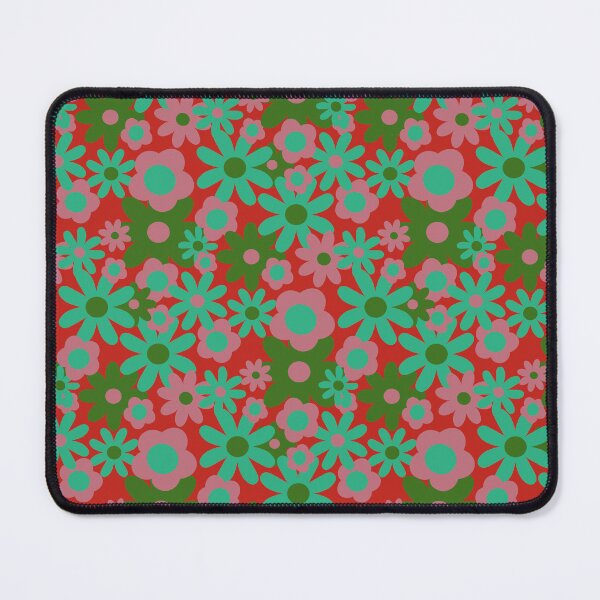 Item preview, Retro Groovy Floral Repeat in Red, Aqua and Pink designed and sold by StefanStudioArt.