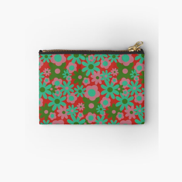 Item preview, Retro Groovy Floral Repeat in Red, Aqua and Pink designed and sold by StefanStudioArt.