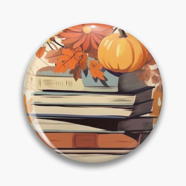 Item preview, Cozy Autumn Stack of Books with Pumpkins — Bookworm Fall Floral Art designed and sold by LYAN-STORE.