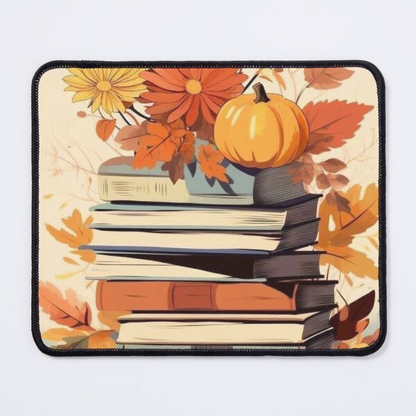Item preview, Cozy Autumn Stack of Books with Pumpkins — Bookworm Fall Floral Art designed and sold by LYAN-STORE.