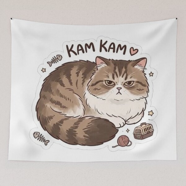 Item preview, Grumpy Fluffy Cat Kam Kam | Cute Moody Tabby Kitten Illustration designed and sold by PetalsPaws.