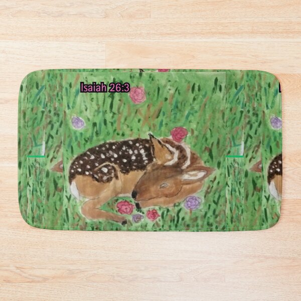 Item preview, Sleeping Fawn – Peaceful Woodland Baby Deer Acrylic painting Isaiah 26:3 designed and sold by TetelestaiWeave.