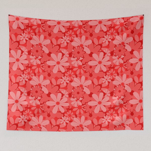 Item preview, Retro Floral Daisy Repeat in Red and Pink designed and sold by StefanStudioArt.