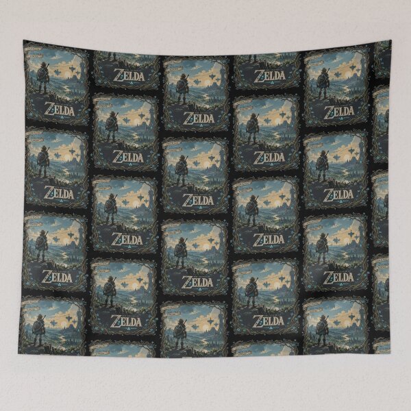 Item preview, The Legend of Zelda Link Overlooking Hyrule Floating Islands designed and sold by Dravienart.