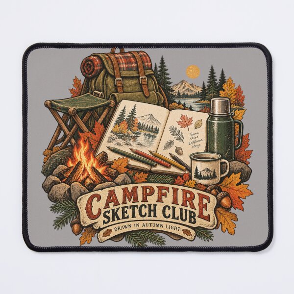 Item preview, Campfire Sketch Club Vintage Autumn Artist Design designed and sold by Golden Era Studio.