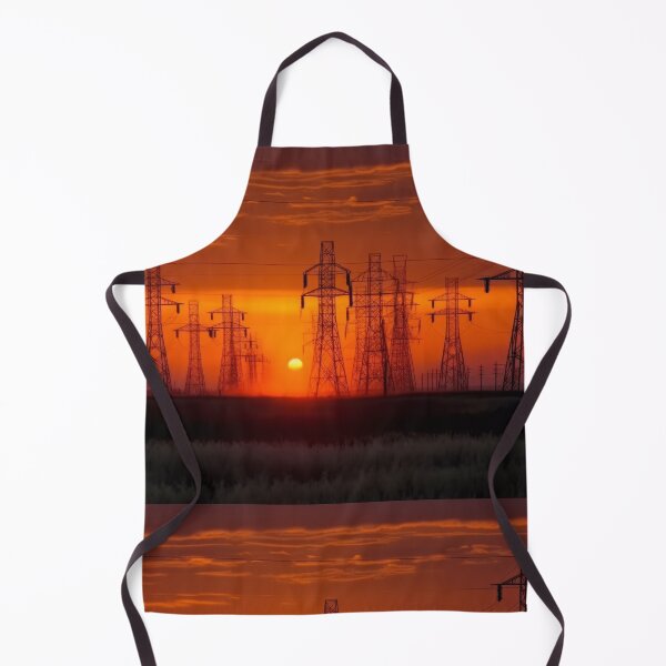 Item preview, Electricity Pylons silhouetted against a Glowing Sunset Horizon designed and sold by Pylon-Bureau.