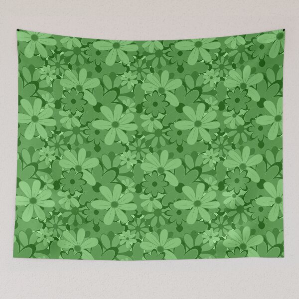 Item preview, Retro Floral Daisy Repeat in Green designed and sold by StefanStudioArt.