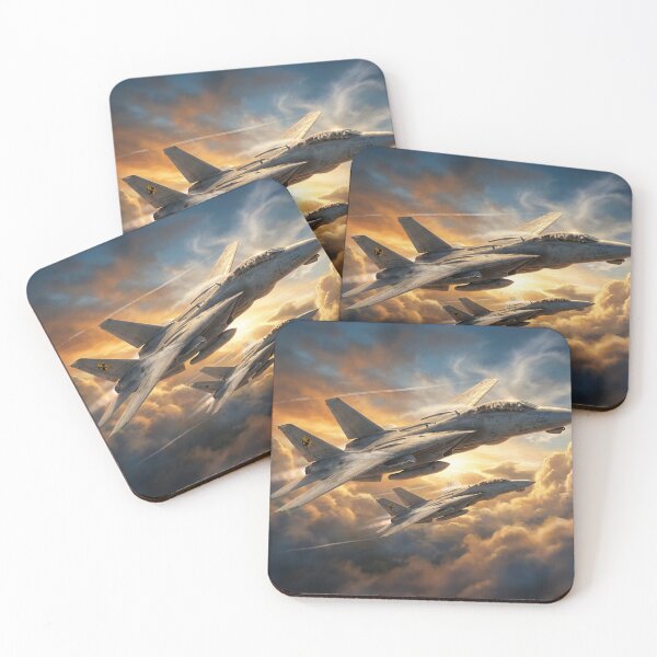Item preview, F-14 Tomcats Formation Sunset Clouds Illustration designed and sold by Airpower Art.
