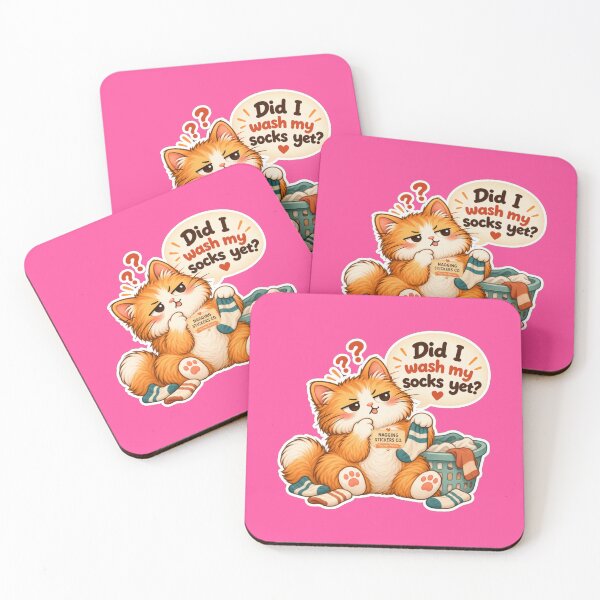 Item preview, NAGGINGCAT3 BY NAGGINGSTICKERSCO. DID I WASH MY SOCKS YET? MUNDANE COLLECTION | ELECTRIC PINK Edition | No.02 designed and sold by LaMaisonOfMY.