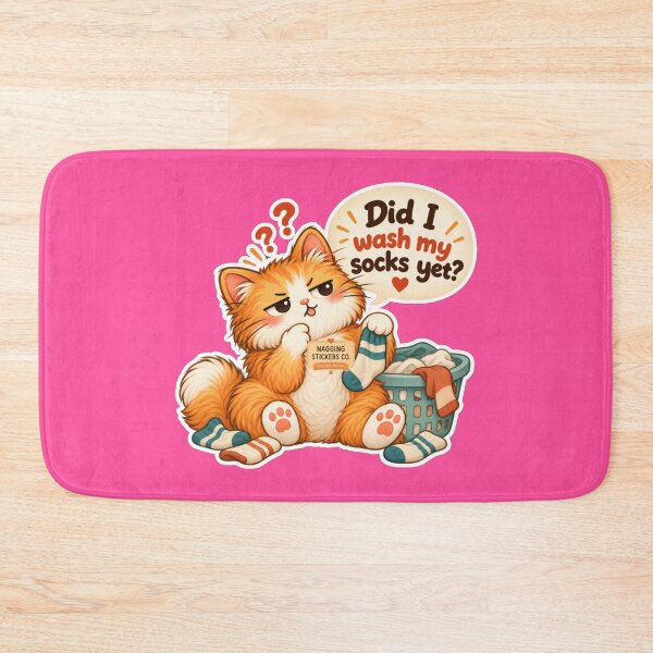 Item preview, NAGGINGCAT3 BY NAGGINGSTICKERSCO. DID I WASH MY SOCKS YET? MUNDANE COLLECTION | ELECTRIC PINK Edition | No.02 designed and sold by LaMaisonOfMY.