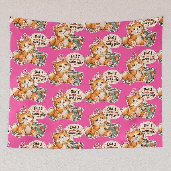 Item preview, NAGGINGCAT3 BY NAGGINGSTICKERSCO. DID I WASH MY SOCKS YET? MUNDANE COLLECTION | ELECTRIC PINK Edition | No.02 designed and sold by LaMaisonOfMY.