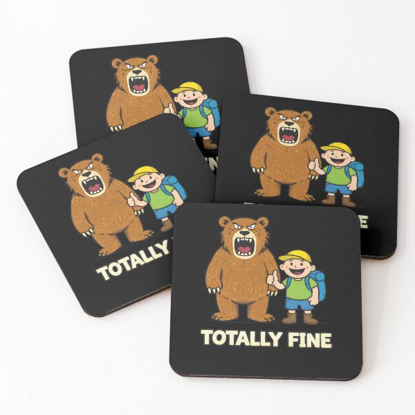 Item preview, Totally Fine - Brave Boy and Grumpy Grizzly Bear designed and sold by LOL-N-LIFESTYLE.