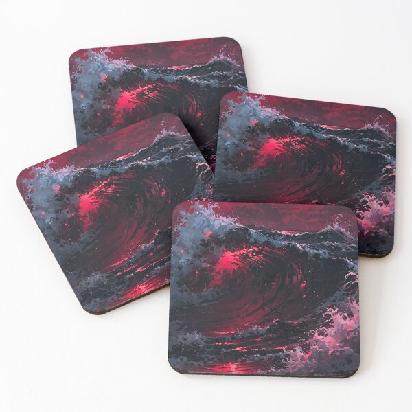 Item preview, Red Blood Moon Over Stormy Ocean Waves — Crimson Gothic Sea Art designed and sold by LYAN-STORE.