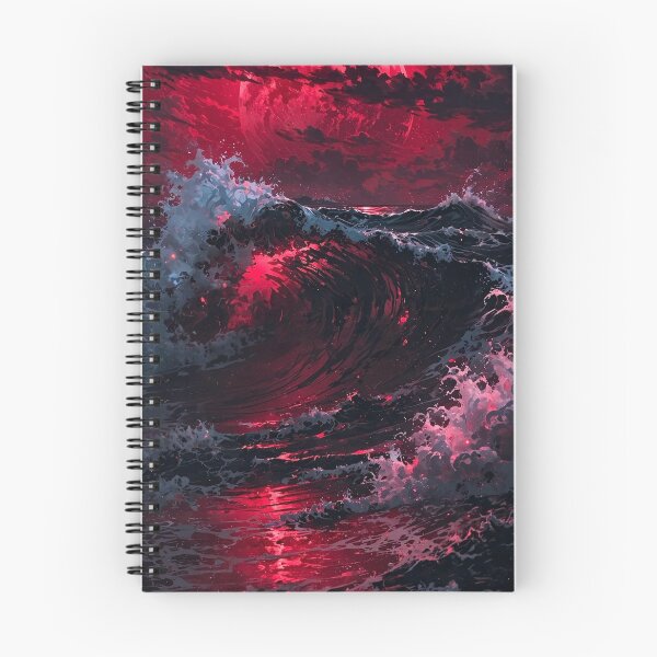 Item preview, Red Blood Moon Over Stormy Ocean Waves — Crimson Gothic Sea Art designed and sold by LYAN-STORE.