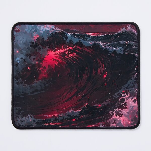 Item preview, Red Blood Moon Over Stormy Ocean Waves — Crimson Gothic Sea Art designed and sold by LYAN-STORE.