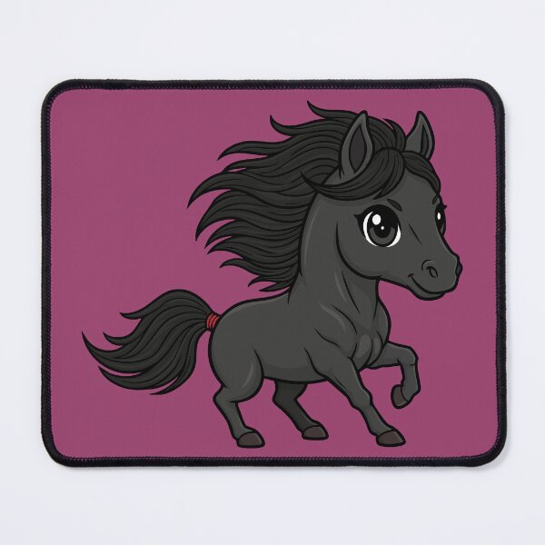 Item preview, A chibi-style drawing of the Black Abaga horse designed and sold by Cheval-de-coeur.
