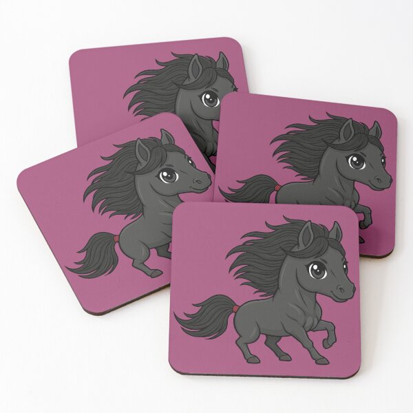 Item preview, A chibi-style drawing of the Black Abaga horse designed and sold by Cheval-de-coeur.