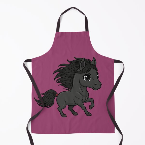 Item preview, A chibi-style drawing of the Black Abaga horse designed and sold by Cheval-de-coeur.