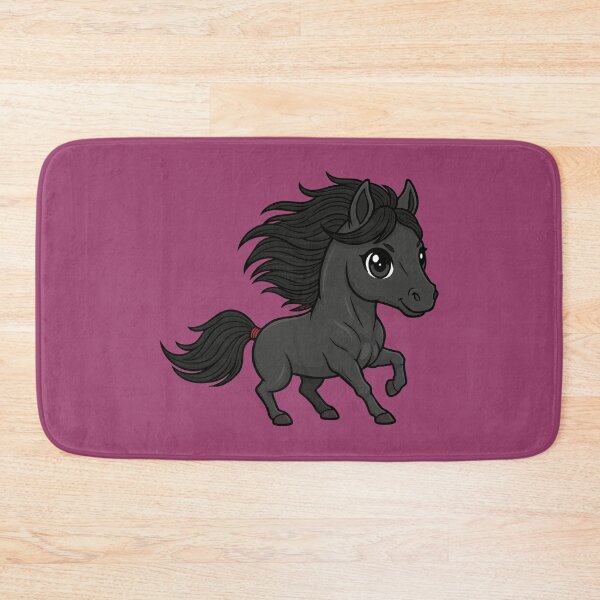 Item preview, A chibi-style drawing of the Black Abaga horse designed and sold by Cheval-de-coeur.