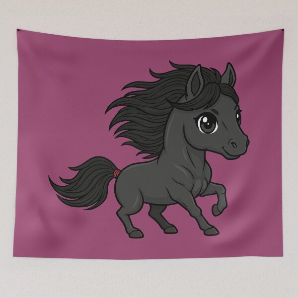 Item preview, A chibi-style drawing of the Black Abaga horse designed and sold by Cheval-de-coeur.