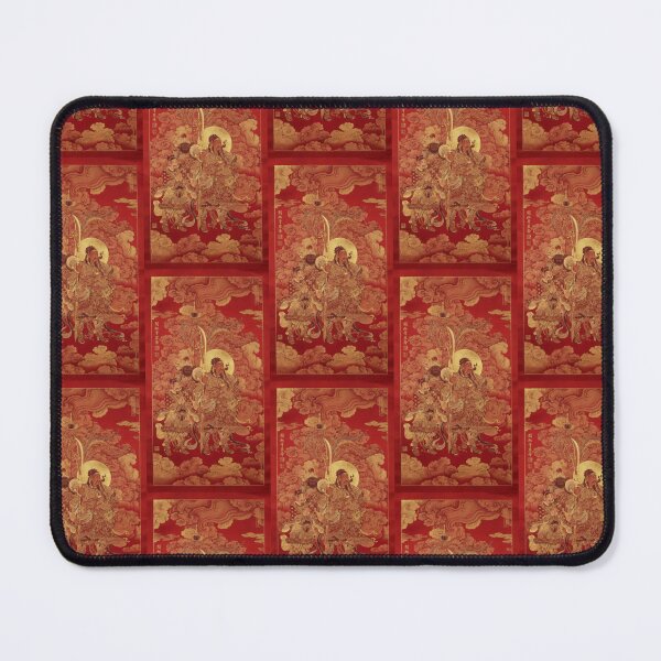 Item preview, Guan Yu 关圣帝君 — Chinese God of War and Wealth | Gold Leaf on Red Silk designed and sold by Bodique.