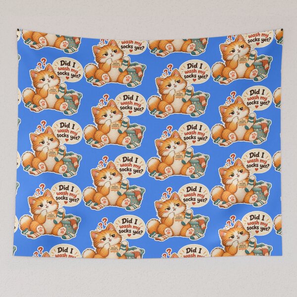 Item preview, NAGGINGCAT3 BY NAGGINGSTICKERSCO. DID I WASH MY SOCKS YET? MUNDANE COLLECTION |ELECTRIC BLUE Edition | No.02 designed and sold by LaMaisonOfMY.